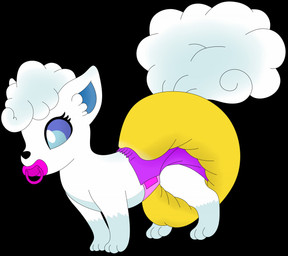 anthro bodily_fluids diaper female feral genital_fluids object_in_mouth pacifier pacifier_in_mouth unclean_diaper urine used_diaper wet_diaper zoetrent nintendo pokemon snowy_(yuki-the-fox) alolan_form alolan_vulpix generation_7_pokemon pokemon_(species) regional_form_(pokemon)