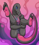 anthro blue_eyes butt female finger_on_face fingering genitals nude pussy shadow solo spread_legs spreading tail conditional_dnp grumpyvulpix nintendo pokemon generation_7_pokemon pokemon_(species) salazzle hi_res