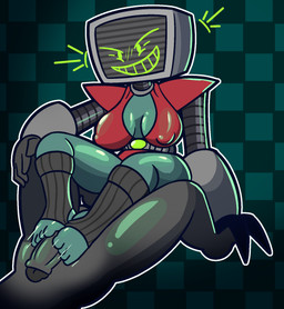 breasts cleavage clothed clothing duo electronics erection evil_grin faceless_character faceless_male feet female female_focus foot_fetish foot_play footjob footwear for_a_head genitals green_body grin machine male male/female nipple_outline not_furry penile penis screen screen_face sex smile sockjob socks solo_focus television toeless_footwear toeless_socks zaldenvire cathy_ray_(incognatic) human humanoid mammal object_head robot robot_humanoid screen_head tv_head 2023 hi_res
