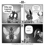 1:1 alternate_species arthropod asking asking_self asking_why bodily_fluids changeling command dialogue english_text female flying_sweatdrops friendship_is_magic group hasbro hi_res insect lepidopteran male monochrome moth my_little_pony pharynx_(mlp) queen_chrysalis_(mlp) question species_in_dialogue speech_bubble sweat sweatdrop talking_to_another talking_to_self tears text thorax_(mlp) vavacung