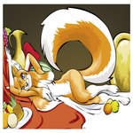 anthro apple banana barefoot biped feet female food fruit grape nude pineapple plant solo wolfie_(wolfie_spring) canid canine fennec_fox fox mammal true_fox 1:1
