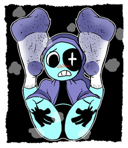 bedding blanket clothing dirty dirty_clothing dirty_feet dirty_socks feet footwear hat headgear headwear male nightcap smelly smelly_feet socks solo spread_legs spreading wootmaster blushcrunch_studio dandy's_world roblox astro_(dandy's_world) humanoid toon_(dandy's_world) hi_res
