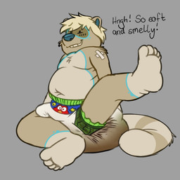 anthro belly bodily_fluids diaper feces genital_fluids male overweight pooping slightly_chubby soiled_diaper soiling soiling_diaper solo unclean_diaper urine used_diaper using_diaper wet wet_diaper wetting wetting_diaper possumkiddo mammal procyonid raccoon 2025 hi_res