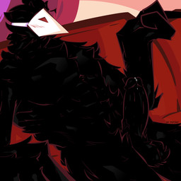 abs anthro balls barazoku big_penis black_body black_fur blush bodily_fluids erection fur genital_fluids genitals male mask muscular muscular_anthro muscular_male pecs penis precum solo pastadental deltarune undertale_(series) avian bird corvid corvus_(genus) crow darkner oscine passerine swatchling 1:1 absurd_res hi_res