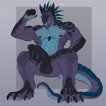 5_fingers anthro balls biped black_balls black_penis claws crouching erection finger_claws fingers genitals humanoid_genitalia humanoid_penis male muscular muscular_anthro muscular_male penis simple_background solo tail toe_claws killianroo mythology lothar_(the_thornbird) dragon mythological_creature mythological_scalie scalie 2023 absurd_res digital_drawing_(artwork) digital_media_(artwork) hi_res