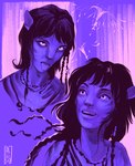 bangs black_hair braided_hair braided_ponytail female hair happy lips logo long_hair looking_up ponytail solo tongue tongue_out ollisid james_cameron's_avatar kiri_(avatar) alien humanoid na'vi 2023 artist_logo digital_drawing_(artwork) digital_media_(artwork) hi_res multiple_images purple_theme restricted_palette