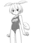 absurd_res clothed clothing elemental_creature elemental_humanoid enaic31 female flora_fauna hi_res humanoid monochrome not_furry one-piece_swimsuit plant plant_humanoid simple_background solo swimwear voicevox white_background zundamon