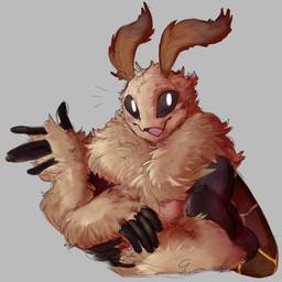 4_arms 5_fingers antennae_(anatomy) anthro black_body black_sclera brown_body brown_fur cute_fangs fangs fingers fur grey_background insect_wings kintsugi_(art) lepidopteran_wings looking_at_viewer multi_arm multi_limb neck_tuft open_mouth simple_background smile smiling_at_viewer teeth tuft white_eyes wings sleepylycan floof_(binaryfloof) arthropod insect lepidopteran moth bust_portrait hi_res portrait