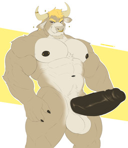 2_horns abs anthro areola balls barazoku barbell_piercing biceps big_penis black_areola black_nipples black_penis blonde_hair claws facial_hair facial_piercing finger_claws fur genitals goatee gold_piercing gold_ring hair horn horn_jewelry horn_ring jewelry logo male muscular muscular_anthro muscular_male muscular_thighs navel nipple_barbell nipple_piercing nipples nose_piercing nose_ring nude pattern_background pecs penis piercing ring_(jewelry) ring_piercing septum_piercing septum_ring simple_background solo sparkles standing striped_background stripes tan_body tan_fur yellow_stripes tonygonza15 zato bovid bovine cattle mammal 2024 artist_logo hi_res