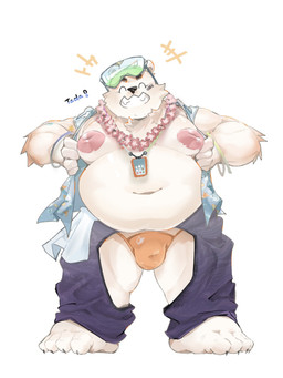 anthro belly big_nipples bottomwear bulge clothing crotchless_bottomwear crotchless_clothing crotchless_pants eyebrows fur grin huge_nipples male moobs navel nipples overweight overweight_male pants smile solo standing thick_eyebrows white_body white_fur rwaaa00 xxl_woofia paul_the_polar_bear bear mammal polar_bear ursine 3:4 hi_res
