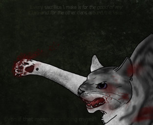 ambiguous_gender angry attack black_nose black_whiskers blood blue_eyes bodily_fluids claws feral fur grey_body grey_fur open_mouth red_tongue simple_background snarling solo teeth text tongue whiskers white_body white_fur sebdoggo warriors_(book_series) ivypool_(warriors) domestic_cat felid feline felis mammal 2012 digital_drawing_(artwork) digital_media_(artwork) english_text female_(lore)