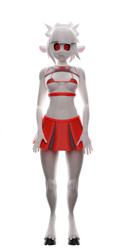 anthro bottomless breasts clothed clothing female fur genitals hair looking_at_viewer partially_clothed red_eyes revamped_anthros simple_background smile solo vulva white_body white_fur 404four helltaker goat_lucifer_(helltaker) bovid caprine goat mammal 1:2 3d_(artwork) 3d_animation animated digital_media_(artwork) hi_res