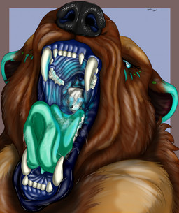 bodily_fluids breath drooling duo female feral fleshy gullet looking_at_viewer male male/female mawplay mouth_shot open_mouth saliva saliva_string teasing throat tongue tongue_out vore wet arcticdunx booker_(arcticdunx) dunx arctic_fox bear canid canine fox mammal true_fox ursidae hi_res