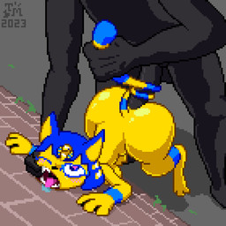against_surface against_wall anal anal_penetration big_butt bird's-eye_view blue_hair blush bodily_fluids breasts brick_wall butt drooling duo fangs female female_penetrated finger_in_mouth fucked_silly hair high-angle_view male male/female male_dominating_female male_penetrating male_penetrating_female one_eye_closed penetration penile penile_penetration penis_in_ass saliva sex shadow short_stack tail tail_around_penis tail_fetish tail_play tail_pull teeth tongue tongue_out wall_(structure) yellow_body yellow_breasts yellow_butt toilet_man animal_crossing nintendo ankha_(animal_crossing) felid feline mammal unknown_species 2023 animated digital_media_(artwork) loop pixel_(artwork) pixel_animation short_playtime signature