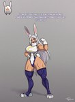 big_breasts breasts camel_toe clothing cotton_tail dialogue female flexing gloves hair handwear long_hair muscular muscular_female muscular_thighs one-piece rabbit_ears red_eyes solo text thick_thighs white_hair toby_art my_hero_academia rumi_usagiyama animal_humanoid humanoid lagomorph lagomorph_humanoid leporid_humanoid mammal mammal_humanoid rabbit_humanoid english_text hi_res