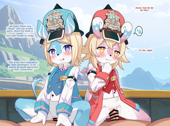 adult_on_young age_difference anthro anthro_penetrated biped blonde_hair blue_body blush blush_lines bodily_fluids bottomless censored_genitalia clitoris clothed clothing cowgirl_position crouching_cowgirl detailed_background dialogue erection female female_on_top female_penetrated from_front_position genital_fluids genitals group hair hat headgear headwear human_on_anthro human_penetrating human_penetrating_anthro interspecies larger_male licking licking_lips licking_own_lips loli male male/female male_on_bottom male_penetrating male_penetrating_female multicolored_body older_male on_bottom on_top outside penetration penile penile_penetration penis penis_in_vagina pink_body sex size_difference smaller_female stated_virginity text thick_thighs tongue tongue_out topwear vaginal vaginal_fluids vaginal_penetration vein veiny_penis vulva white_body young younger_female luxus48 genshin_impact mihoyo aeval_(genshin_impact) elphane_(genshin_impact) human mammal melusine_(genshin_impact) censored english_text