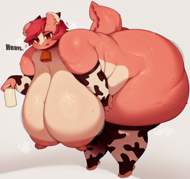 2_horns animal_print anthro areola armwear big_breasts bodily_fluids breasts clothing cow_print cowbell ear_piercing ear_ring feet female female_anthro fingers hair holding_object horn huge_breasts hyper hyper_breasts legwear looking_at_viewer nipples non-mammal_nipples open_mouth piercing pink_hair ring_piercing short_hair simple_background solo sweat sweaty_legs sweaty_thighs tail thick_thighs toes white_background berseepon09 mythology dragon_(berseepon09) dragon mythological_creature mythological_scalie scalie 2025 hi_res