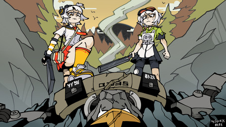 female group meme_pose squidking image_comics invincible_(image_comics) invincible_war_(meme) mihoyo zenless_zone_zero anby_demara seed_(zenless_zone_zero) human mammal 16:9 hi_res meme widescreen