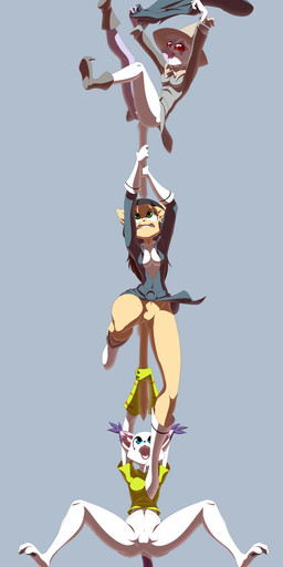 accessory angry anthro armwear biped bottomless breasts clothed clothing curling_toes ear_tuft elbow_gloves excited falling featureless_crotch feet female flying front_view fur furgonomics gloves go-go_boots group handwear happy jewelry markings midair paws red_sclera ring ring_(marking) ringed_tail shirt side_view soles spread_legs spreading striped_markings striped_tail stripes tail tail_accessory tail_grab tail_jewelry tail_markings tail_ring tail_tuft thief thin_tail three-quarter_view toes topwear tuft white_body white_fur yellow_clothing yellow_shirt yellow_topwear eyeofcalamity .hack bandai_namco cyberconnect2 digimon nickelodeon t.u.f.f._puppy kitty_katswell macha_(.hack) digimon_(species) domestic_cat felid feline felis gatomon mammal 2013 absurd_res digital_media_(artwork) full-length_portrait hi_res portrait