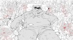 anthro bottomwear clothing eyewear flower glasses humanoid_hands kemono lying male overweight overweight_male plant shirt shorts solo topwear bonbonbear tuokemao lifewonders tokyo_afterschool_summoners volos_(tas) bear mammal 16:9 2022 sketch widescreen