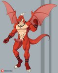 animal_genitalia anthro claws erection genital_slit genitals male membrane_(anatomy) membranous_wings muscular muscular_anthro muscular_male nude penis red_body solo tail wings kraidhiel mythology dragon mythological_creature mythological_scalie scalie hi_res