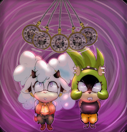 abstract_background anthro bell bell_collar bodily_fluids claws clock clothed clothing collar drooling duo female high-angle_view hypnosis mind_control pocketwatch saliva spiral_background watch withouthuman idw_publishing sega sonic_the_hedgehog_(comics) sonic_the_hedgehog_(idw) sonic_the_hedgehog_(series) lanolin_the_sheep_(sonic) surge_the_tenrec afrosoricid bovid caprine mammal sheep tenrec absurd_res hi_res