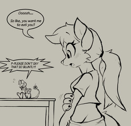 accessory anthro blush blush_lines bottomwear bow_ribbon clothed clothed_anthro clothed_female clothing crop_top dialogue duo embarrassed eyelashes female flustered fully_clothed fully_clothed_anthro fully_clothed_female furgonomics larger_female ribbons shirt shorts size_difference skirt smaller_female speech_bubble stuttering sweater tail tail_accessory tail_ribbon text topwear twintails_(hairstyle) yelling muhny chloe_(muhny) edie_(muhny) domestic_cat felid feline felis mammal mouse murid murine rodent english_text sketch