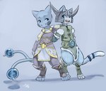 2_tails 4_toes anthro armor biped blue_body blue_ears blue_fur blue_tail clothed clothed_anthro clothed_male clothing cosplay digitigrade duo feet fur hand_behind_back headgear helmet horn horned_helmet male multi_tail multicolored_body multicolored_tail smile smiling_at_another standing tail toes two_tone_body two_tone_tail white_body white_fur white_tail aogami league_of_legends nintendo pokemon riot_games tencent dragonchu_(character) fan_character lux_(lol) olaf_(lol) quetzalli_(darkmirage) assimilative_feline dragonair felid feline generation_1_pokemon hybrid legendary_pokemon mammal mew_(pokemon) pokemon_(species) 2015 digital_media_(artwork) hi_res signature