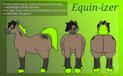 belly big_butt black_sclera brown_body butt feral green_eyes green_hair green_hooves hair hooves huge_butt looking_at_viewer male simple_background tail text toony wide_hips jayme_universe equid equine horse mammal digital_media_(artwork) english_text hi_res model_sheet