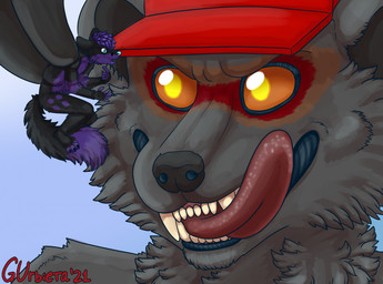 anthro duo male male/male micro size_difference slurping tongue vore_tease jackpot suujiku canid canine fox mammal procyonid raccoon