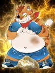 anthro belly blood bodily_fluids bottomwear clothing eye_patch eyewear kemono male moobs navel nipples overweight overweight_male scar shorts solo nikiciy dragon_quest dragon_quest_x square_enix cat_ribeiro domestic_cat felid feline felis mammal 2014 3:4