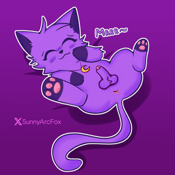 animal_genitalia animal_penis anus balls butt eyes_closed feral genitals jewelry male pawpads paws pendant penis purple_body solo tail text sunnyarcfox mob_entertainment poppy_playtime smiling_critters catnap_(poppy_playtime) domestic_cat felid feline felis mammal 1:1 hi_res