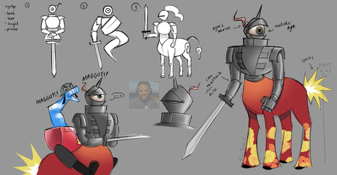 4_fingers 5_fingers annoyed anthro armor black_body blue_body blue_eyes brown_eyes chart crossed_arms directional_arrow duo ellipsis fingers fist floating_head furrowed_eyebrows green_eyes grey_background headgear height_chart helmet holding_melee_weapon holding_object holding_sword holding_weapon looking_aside looking_at_viewer male melee_weapon missing_arm numbered_sequence pupils real red_body riding_on_back simple_background sword sword_arm text weapon white_body white_sclera yellow_body ninetheowl ishowspeed team_fortress_2 valve darren_watkins_jr. demoman_(team_fortress_2) soldier_(team_fortress_2) animate_inanimate genie taur 2026 artist_name black_and_white colored digital_drawing_(artwork) digital_media_(artwork) english_text hi_res monochrome sketch