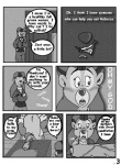 anthro baloo bear blush bottomless clothed clothing comic dialogue disney duo english_text erection female foreskin genitals greyscale humanoid_genitalia humanoid_penis male mammal monochrome open_clothing open_shirt open_topwear penis rebecca_cunningham shirt sloth_bear talespin text the_jungle_book topwear unknown_artist ursine