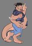 after_transformation anthro beverage claws clothing horn male multi_arm multi_limb snout solo solo_cup tail thick_tail tongue tongue_out torn_clothing wolfsketchinjeff mammal monster hi_res