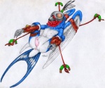 animal_genitalia anus bdsm blue_body blue_feathers bondage bound erection feathered_wings feathers genital_slit genitals lying male mask nude on_back penis solo spread_legs spreading submissive submissive_male wings wrists_to_ankles windpaw avian bird hirundinid oscine passerine swallow_(bird) 2013