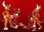 2_horns 3_toes 4_fingers anthro anthro_on_anthro anthro_penetrated anthro_penetrating anthro_penetrating_anthro backsack balls blush bodily_fluids bottomless brown_body brown_fur brown_hair brown_penis claws clothed clothing cum cum_from_mouth cum_in_mouth cum_inside cum_on_penis dipstick_ears duo ear_markings eyes_closed feet fellatio finger_claws fingers fur genital_fluids genitals glans green_eyes green_pupils grin hair hand_on_hip horn humanoid_genitalia humanoid_penis interspecies kneeling leg_grab leg_markings looking_up male male/male male_penetrated male_penetrating male_penetrating_male markings motion_lines multicolored_ears nipples oral orange_balls orange_body orange_penis orange_perineum orange_scales orgasm penetration penile penis perineum pink_glans pink_inner_ear pink_nipples pink_nose puffed_cheeks pupils red_background red_body red_clothing red_fur red_shirt red_topwear scales sex sharp_teeth shirt simple_background slightly_chubby slightly_chubby_male slit_pupils smile socks_(marking) standing tan_balls tan_body tan_fur tan_penis teeth thick_penis tiptoes toe_claws toes toony topwear whiskers white_horn yellow_clothing yellow_shirt yellow_topwear ultilix roderick_(tamerkoh) to-be-named-later demon lagomorph leporid mammal rabbit 2021 hi_res