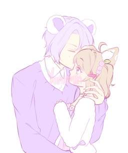 animal_ears clothing duo eyes_closed female hair inner_ear_fluff jacket kissing male markings mole_(marking) sweater topwear tuft yumemin animal_humanoid humanoid hi_res