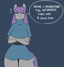 anthro anthrofied big_breasts breasts clothed clothing female solo text somescrub friendship_is_magic hasbro my_little_pony hugtastic_pinkie_pie maud_pie_(mlp) earth_pony equid equine horse mammal pony 2015 english_text hi_res