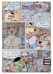 anthro areola arf barazoku biceps big_pecs blue_clothing blue_eyes blue_topwear blush blush_lines bodily_fluids breathing breathing_noises brown_body brown_fur brown_hair clothed clothing comic_panel cum cum_covered cum_on_chest cum_on_face dialogue different_sound_effects drooling duo ejaculation excessive_cum excessive_genital_fluids eyes_closed forest forest_background fur genital_fluids genitals green_body hair heart_symbol hug humanoid_genitalia humanoid_penis looking_at_viewer male male/male manly messy multicolored_body multicolored_fur muscular muscular_anthro muscular_male nature nature_background night nipples open_mouth orgasm orgasm_face overweight overweight_male pecjob pecs penile penis pink_nipples plant red_clothing saliva sex shirt smile sound_effects speech_bubble sweat sweatdrop tail text thick_penis tongue tongue_out topwear touching_head tree tree_trunk white_clothing dashthefox kai_(dash_fox) marteau nikel bear lizard mammal mustelid otter reptile scalie absurd_res colored_pencil_(artwork) comic english_text hi_res traditional_media_(artwork)