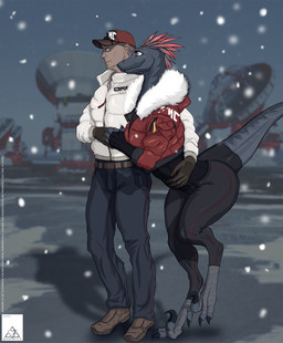 anthro bottomwear claws clothed clothing duo feet female foot_wraps footwear hat head_feathers headgear headwear jacket leggings legwear male male/female pants romantic romantic_couple semi-anthro snow tight_clothing topwear wide_hips winter wraps delta.dynamics cataclysms tall_grass_(delta.dynamics) alani_redum_(delta.dynamics) bunny_(delta.dynamics) dinosaur dromaeosaurid human humanoid mammal prehistoric_species reptile scalie theropod absurd_res hi_res