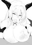 big_breasts bodily_fluids breast_play breasts drooling duo female holding_breast horn huge_breasts inverted_nipples male male/female nipples not_furry saliva sex solo_focus titfuck tongue tongue_out nao_(artist) cygames shadowverse horned_humanoid humanoid digital_media_(artwork) hi_res monochrome