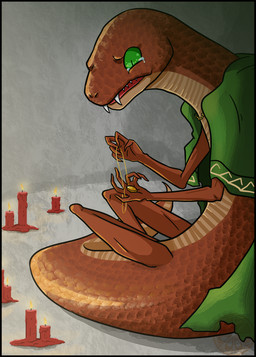 5_fingers ambiguous_gender anthro arms_bent bent_legs biped black_border bodily_fluids border candle cape claws clothing contiguous_snout crying fingers fire green_cape green_clothing green_eyes grey_background holding_jewelry holding_necklace holding_object jewelry lit_candle long_neck looking_down necklace nude open_mouth orange_body orange_scales red_candle sad scales shadow sharp_teeth simple_background sitting snout solo tail tapering_tail tears teeth thick_tail torn_clothing ventral_scales orangecocoart elden_ring fromsoftware zorayas legged_snake manserpent reptile scalie snake 2022 colored digital_drawing_(artwork) digital_media_(artwork) line_art shaded soft_shading watermark female_(lore)