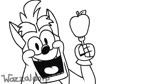 anthro clothing cutlery derp_eyes eating eyebrows fingerless_gloves food fork fruit gloves hair handwear holding_fork holding_object holding_tool holding_utensil humor kitchen_utensils male open_mouth open_smile plant simple_background smile solo teeth tongue tools white_background sound_warning wazzaldorp activision crash_bandicoot_(series) crash_bandicoot bandicoot mammal marsupial 16:9 2021 2d_animation animated artist_name black_and_white meme monochrome short_playtime sound voice_acted webm widescreen