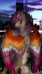 anthro brown_body brown_fur dorsal_frill feathered_wings feathers female fin fish_tail frill_(anatomy) fur hair horizontal_pupils horn lesbian_pride_colors lgbt_pride looking_at_viewer multicolored_wings nude orange_lesbian_pride_colors pink_eyes pink_hair pride_color_wings pride_colors pupils scales smile solo tail tail_fin tail_frill white_pupils wings tsugi00 lgbt_pride_month noemie_lumpeen amur_carp bovid caprine carp cyprinid cypriniform fish goat hybrid kiinyrie koi lagomorph leporid mammal marine rabbit typical_carp 2022 absurd_res digital_drawing_(artwork) digital_media_(artwork) hi_res