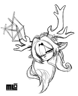 exercise female hair long_hair mi_lan arknights hypergryph studio_montagne deer humanoid mammal absurd_res hi_res monochrome