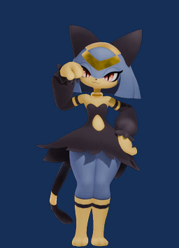 accessory anthro armwear blue_hair breasts claws clothing collar dancing detached_sleeves dress eyelashes eyes_closed fangs female footwear front_view furgonomics gesture hair hand_gesture hand_on_hip hands_behind_head hip_sway jewelry lidded_eyes looking_at_viewer open_mouth open_smile pawpads paws red_eyes ring simple_background small_breasts smile smiling_at_viewer socks solo tail tail_accessory tail_jewelry tail_motion tail_ring tail_sway teeth thick_thighs transparent_background wide_hips yellow_body winget palworld pocketpair felid feline mammal pal_(species) sekhmet_(pal) 2026 3d_(artwork) 3d_animation alpha_channel alternate_version_at_source animated animated_gif digital_media_(artwork) loop official_art short_playtime