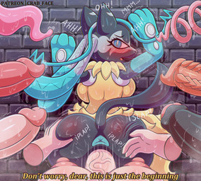 animal_genitalia animal_penis anthro anus areola big_breasts big_butt big_penis black_body black_fur blue_body blue_eyes blue_fur blush bodily_fluids breasts butt canine_genitalia canine_penis equine_genitalia equine_penis erection female female_penetrated first_person_view fur genital_fluids genitals green_body green_fur group huge_breasts huge_butt human_pov humanoid_genitalia humanoid_penis intersex intersex/female intersex_penetrating looking_at_viewer multicolored_body multicolored_fur nipples not_furry nude penetrating_pov penetration penile penile_penetration penis penis_in_vagina porcine_penis precum questionable_consent sex simple_background small_waist tail tentacles text thick_thighs unusual_anatomy unusual_genitalia unusual_penis vaginal vaginal_penetration vulva wide_hips yellow_body crab_face nintendo pokemon pokemon_legends_z-a canid canine generation_9_pokemon human humanoid mammal mega_evolution mega_lucario_z pokemon_(species) digital_media_(artwork) hi_res