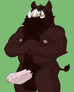 angry anthro arm_hair balls beard belly body_hair brown_body chest_hair cracking_knuckles eyewear facial_hair facial_piercing fluffy_balls foreskin frown frowning_at_viewer genital_piercing genitals glasses happy_trail looking_at_viewer male monotone_background mustache nipple_piercing nipples nose_piercing nose_ring nude penis penis_piercing piercing pubes regis_(password) ring_piercing slightly_chubby solo tail tusk_ring tusks myuger password_(visual_novel) humanoid mammal suid suine sus_(pig) wild_boar digital_media_(artwork) pixel_(artwork)
