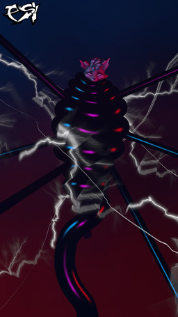 anthro black_highlights black_tentacles brown_body brown_fur brown_hair coiling electricity fur hair highlights_(coloring) lightning male multicolored_hair nude_anthro nude_male restrained solo tentacles two_tone_hair yellow_eyes psikokinetic warfaremachine_(modeler) psiko_(psikokinetic) canid canine canis jackal mammal 2024 3d_(artwork) 4k 9:16 absurd_res digital_media_(artwork) hi_res source_filmmaker_(artwork) story story_in_description